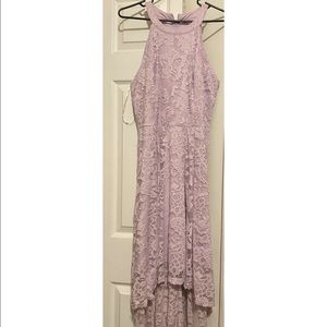 Lavender Floral Lace Cocktail Dress Halter High to Low